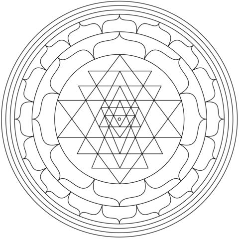 Mandala With Sri Yantra Coloring Page